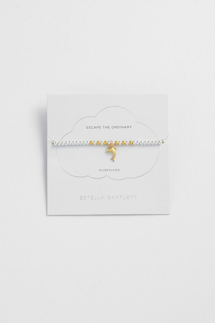 Estella Bartlett Dolphin Sienna Bracelet Silver And Gold Plated Packaging Message: Escape The Ordinary