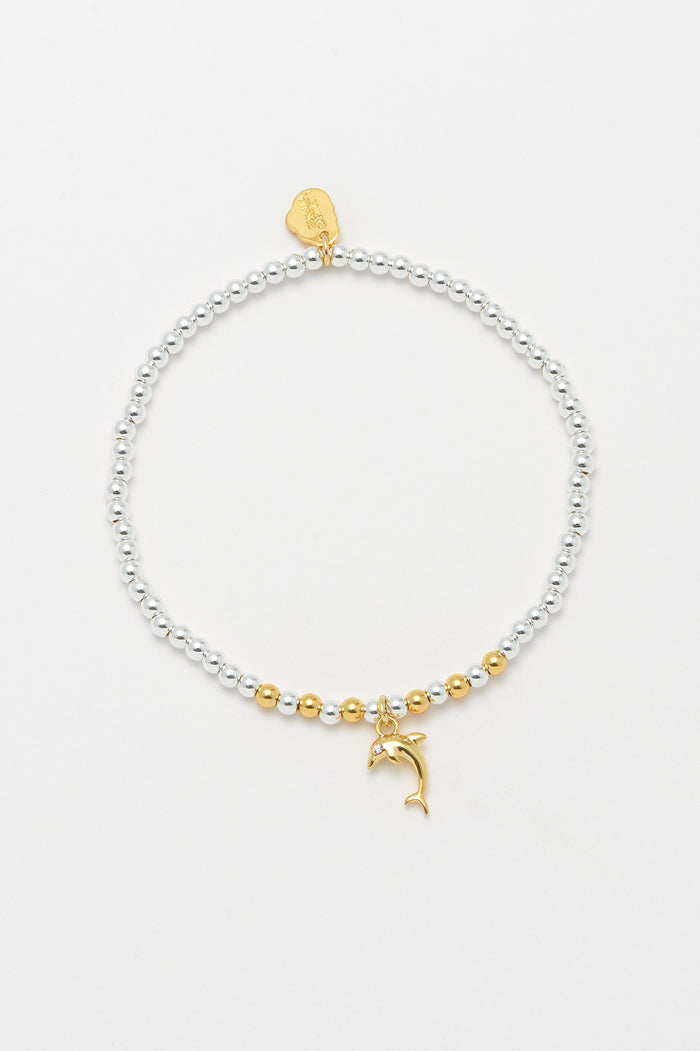 estella bartlett Dolphin Sienna Bracelet Silver and Gold Plated Packaging Message: Escape the Ordinary