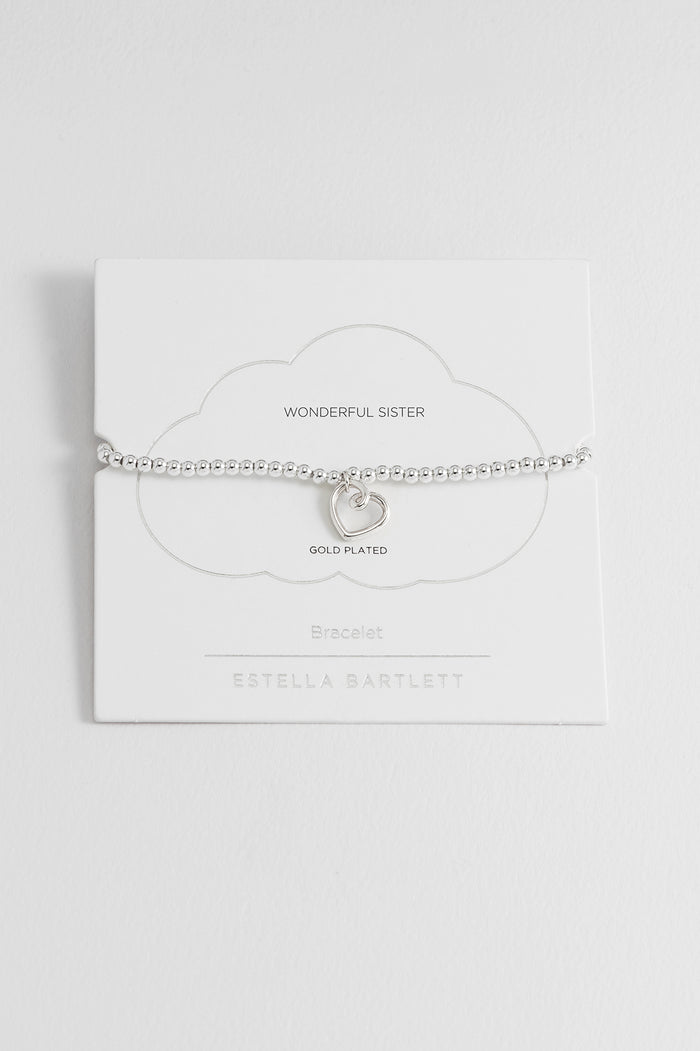 estella bartlett Doodle Heart Bracelet Silver Plated Packaging Message: WONDERFUL SISTER