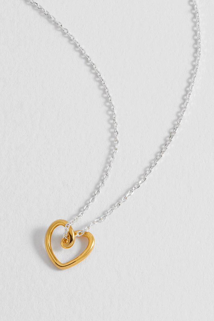 Estella Bartlett Doodle Heart Necklace Gold And Silver Plated Packaging Message: WITH LOVE