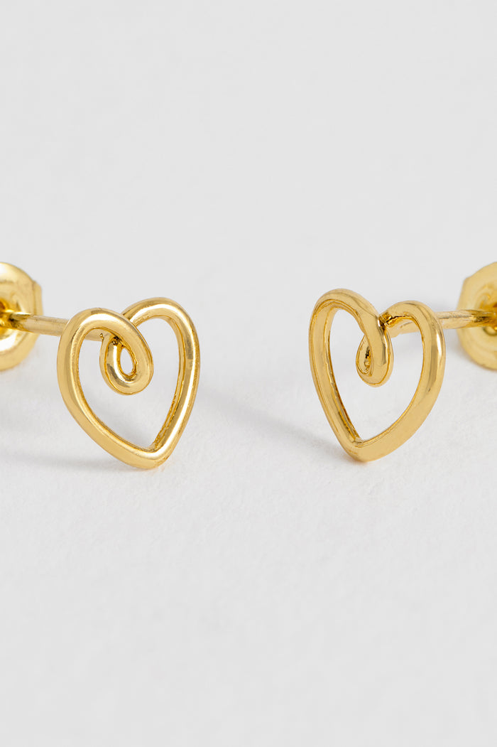 Estella Bartlett Doodle Heart Stud Earrings Gold Plated