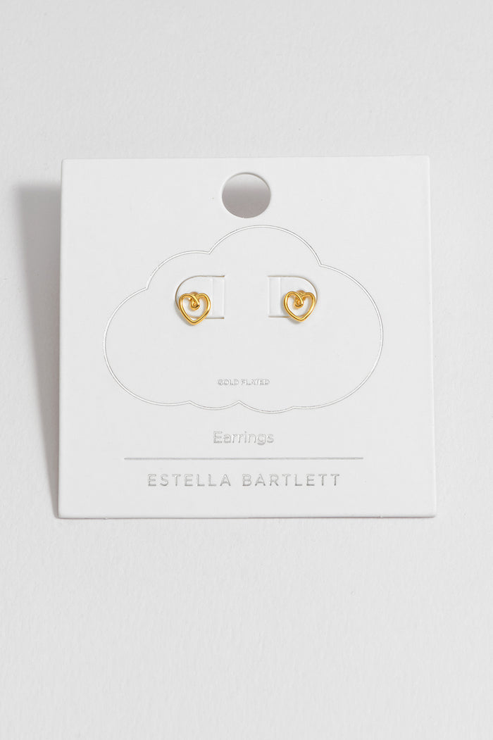 Estella Bartlett Doodle Heart Stud Earrings Gold Plated
