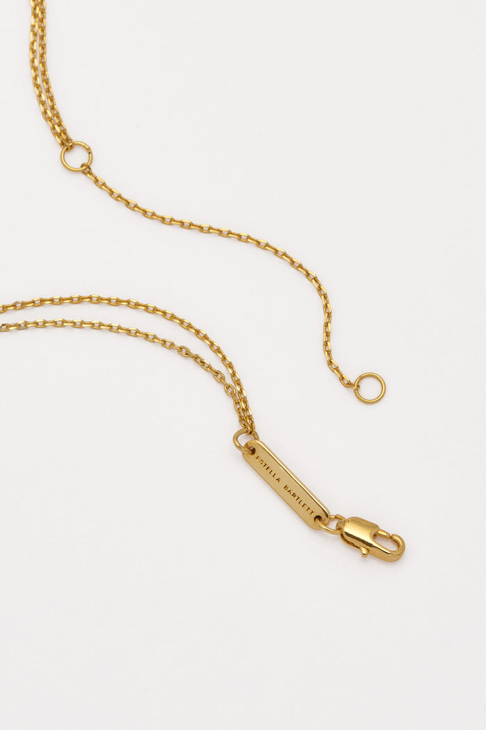Estella Bartlett Double Chain CZ Slider And Disc Necklace Gold Plated