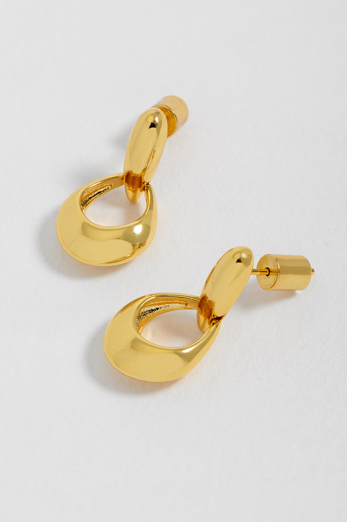 estella bartlett Double Drop Organic Hoop Earrings Gold Plated
