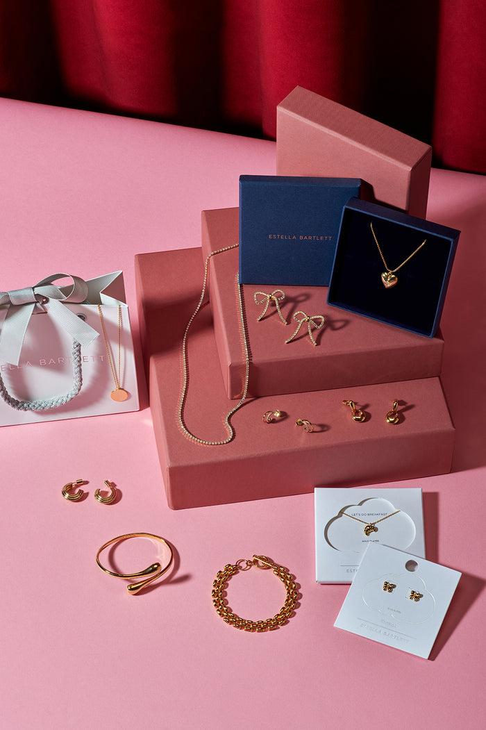 Estella Bartlett Double Drop Organic Hoop Earrings Gold Plated