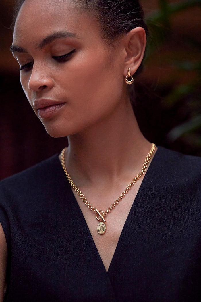 Estella Bartlett Double Drop Organic Hoop Earrings Gold Plated