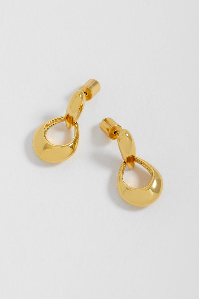 Estella Bartlett Double Drop Organic Hoop Earrings Gold Plated