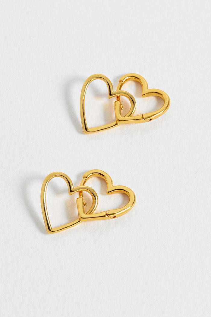Estella Bartlett Double Heart Hoop Earrings Gold Plated