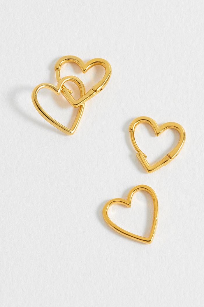 estella bartlett Double Heart Hoop Earrings Gold Plated estella bartlett Double Heart Hoop Earrings Gold Plated