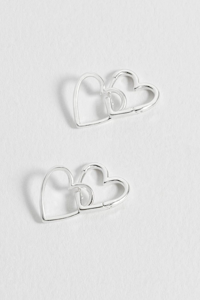 Estella Bartlett Double Heart Hoop Earrings Silver Plated
