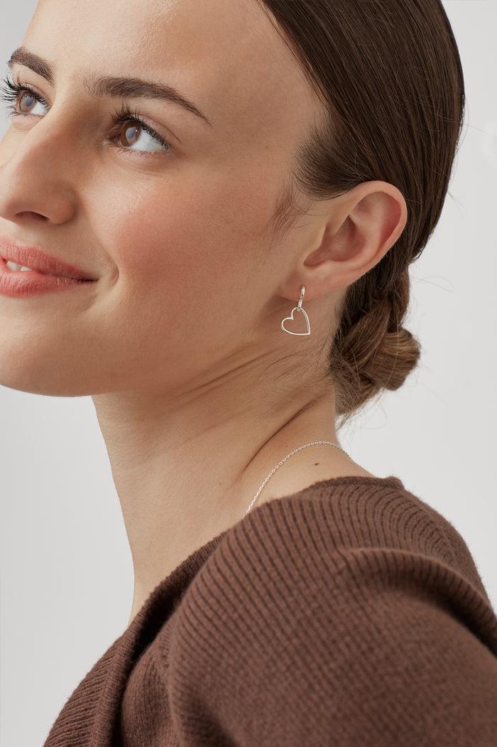 Estella Bartlett Double Heart Hoop Earrings Silver Plated