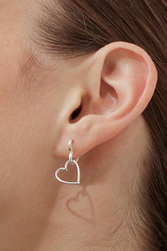 Estella Bartlett Double Heart Hoop Earrings Silver Plated