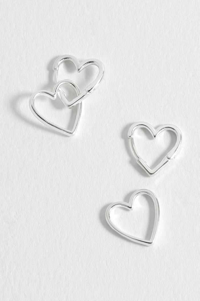 estella bartlett Double Heart Hoop Earrings Silver Plated