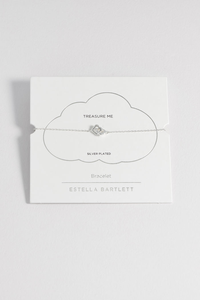 estella bartlett Double-Linked Flower Bracelet Silver Plated Packaging Message: Treasure Me