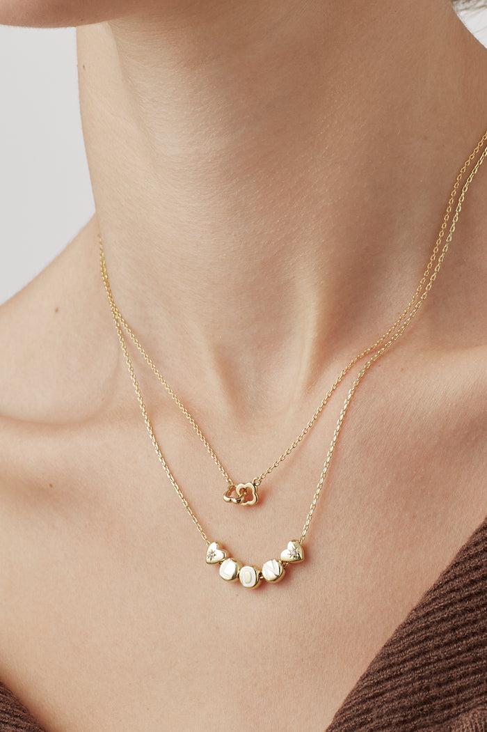 Estella Bartlett Double-Linked Flower Necklace Gold Plated Packaging Message: Treasure Me