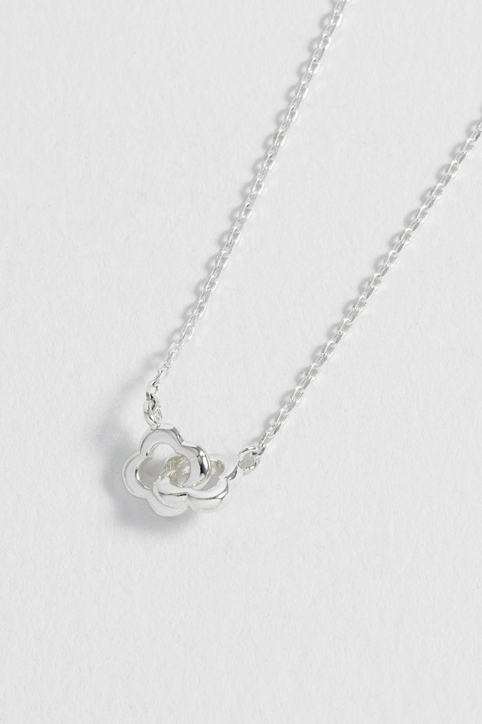 Estella Bartlett Double-Linked Flower Necklace Silver Plated Packaging Message: Treasure Me