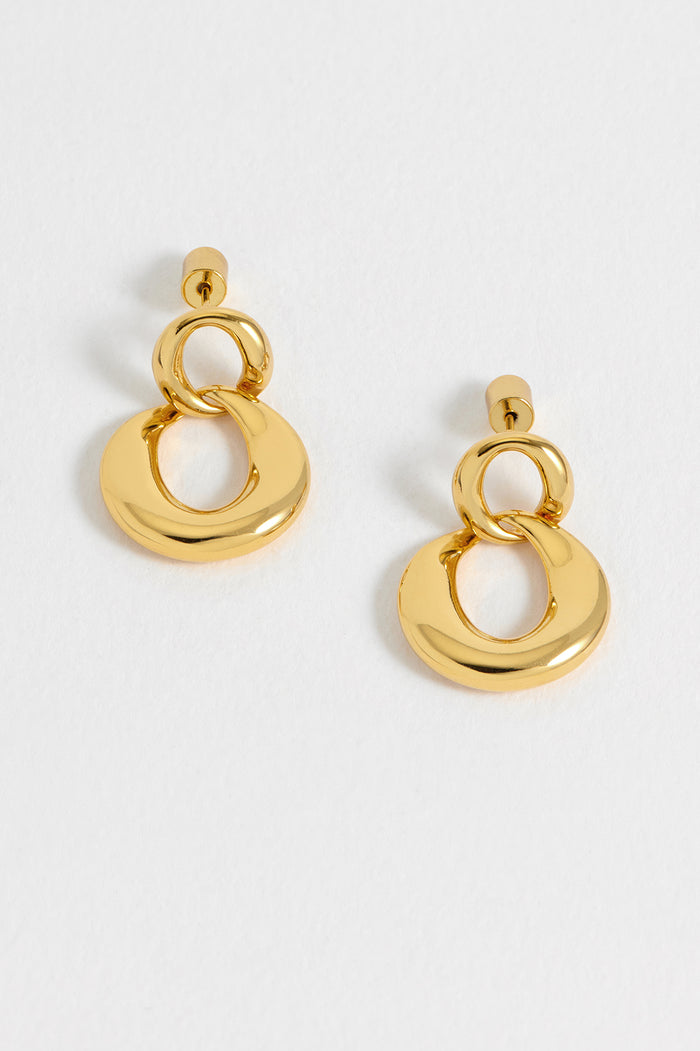 estella bartlett Double Round Link Earrings Waterproof PVD Gold Plated