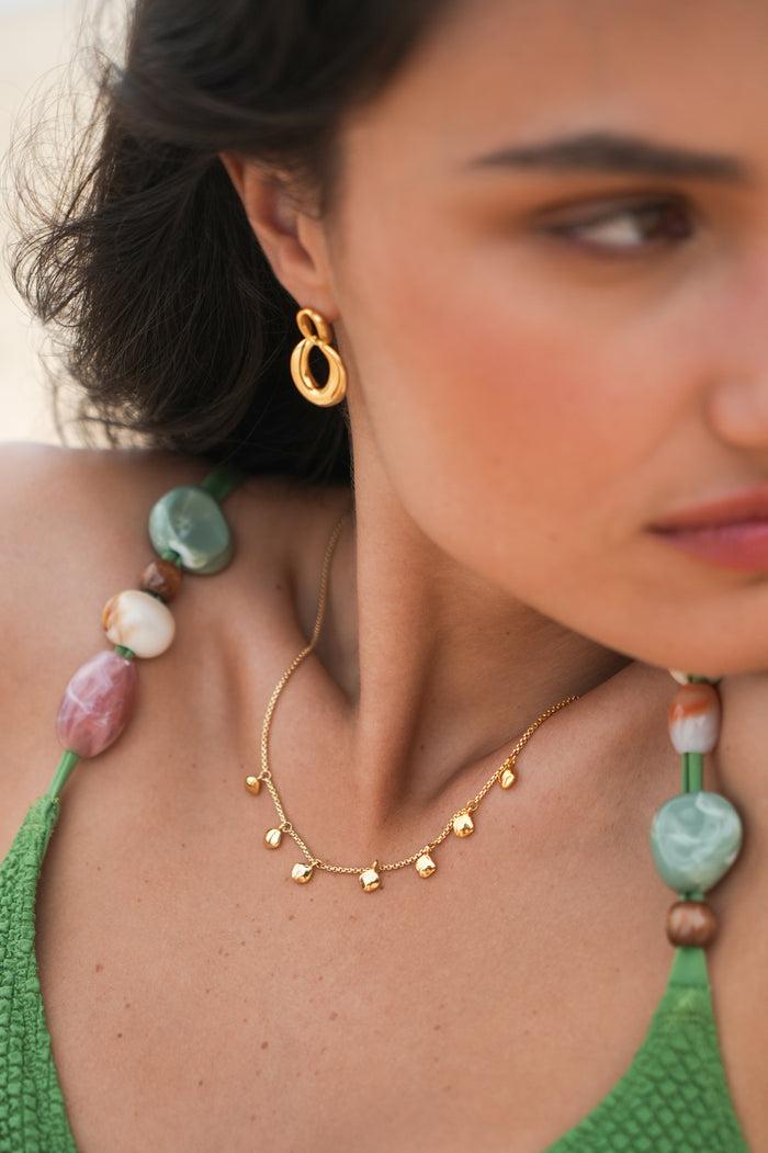 Estella Bartlett Double Round Link Earrings Waterproof PVD Gold Plated