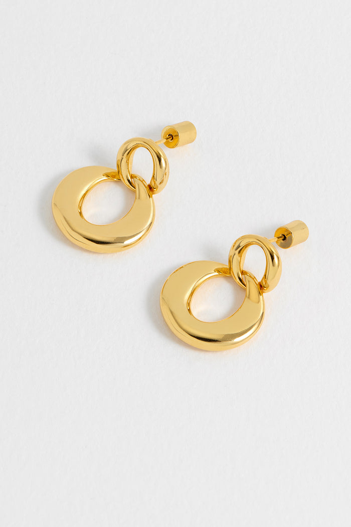 Estella Bartlett Double Round Link Earrings Waterproof PVD Gold Plated