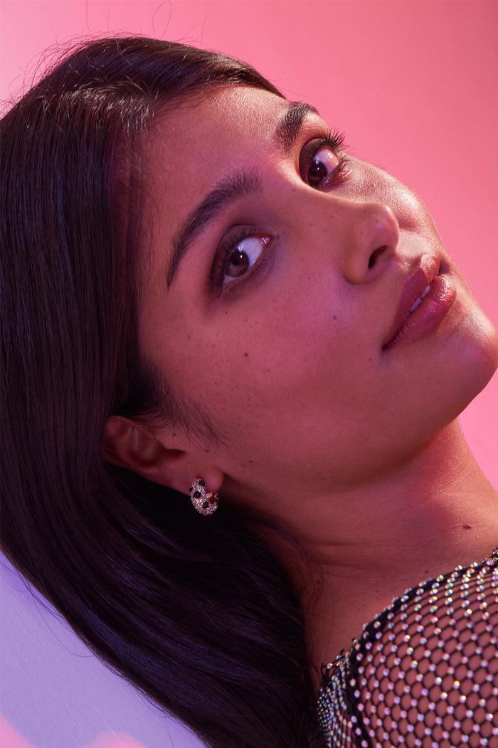 Estella Bartlett Embellished Gemstone And CZ Hoops Gold Plated | Black Onyx