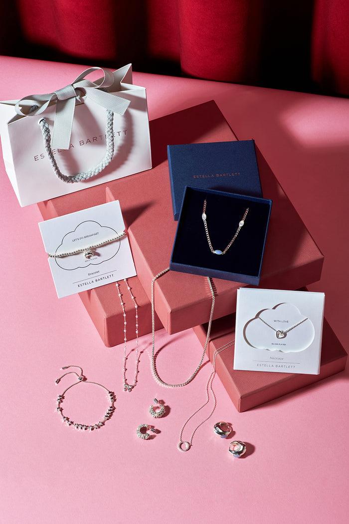 Estella Bartlett Embellished Pearl And CZ Hoops Silver Plated | Pearl