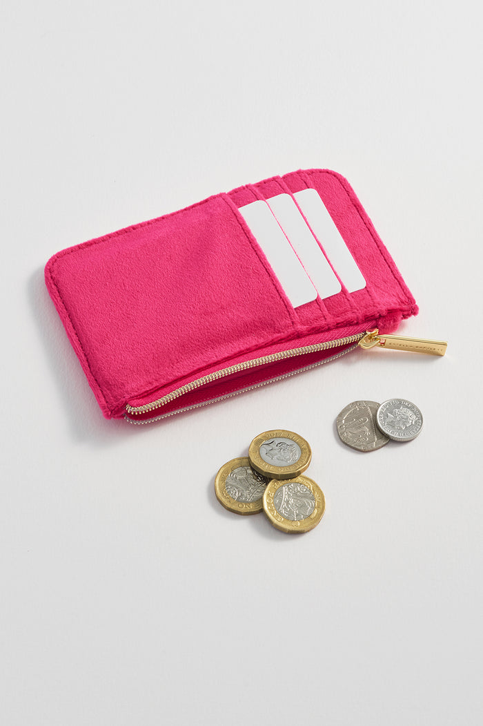 Estella Bartlett Embroidered Bee Card Purse Hot Pink Velvet