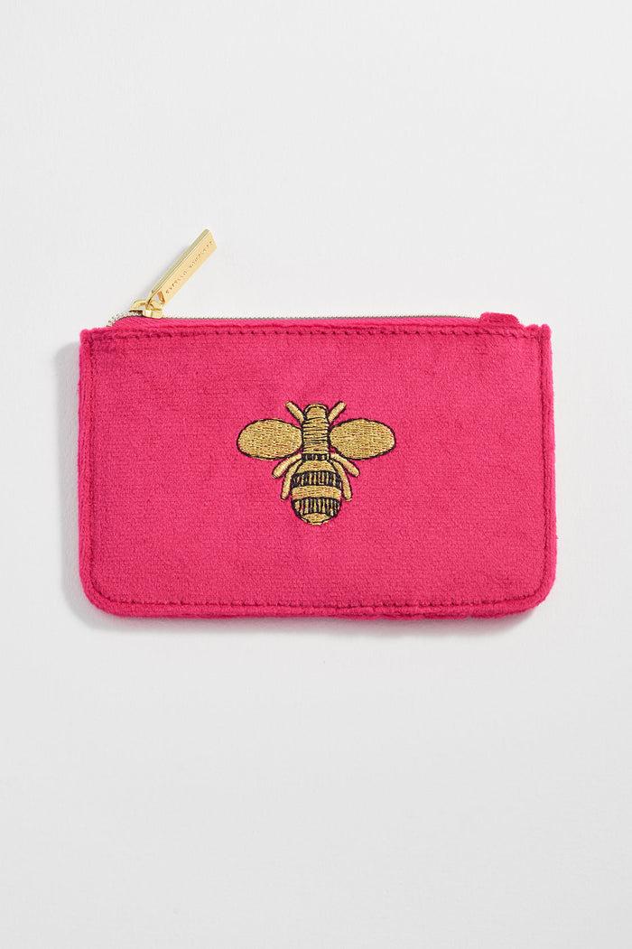estella bartlett Embroidered Bee Card Purse Hot Pink Velvet