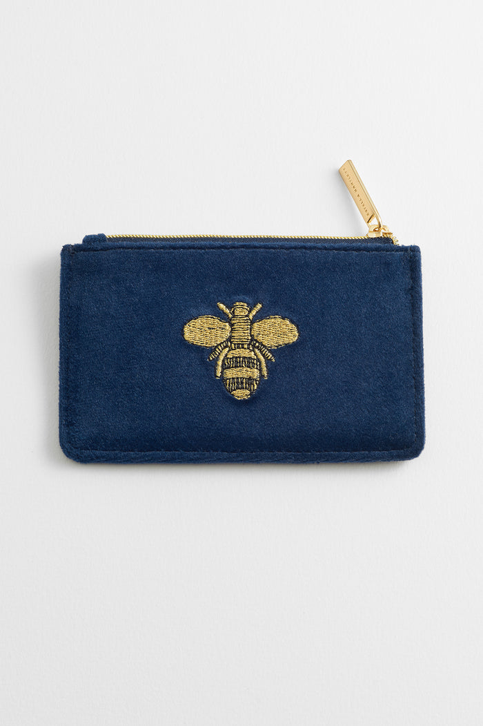 estella bartlett Embroidered Bee Card Purse Navy Velvet
