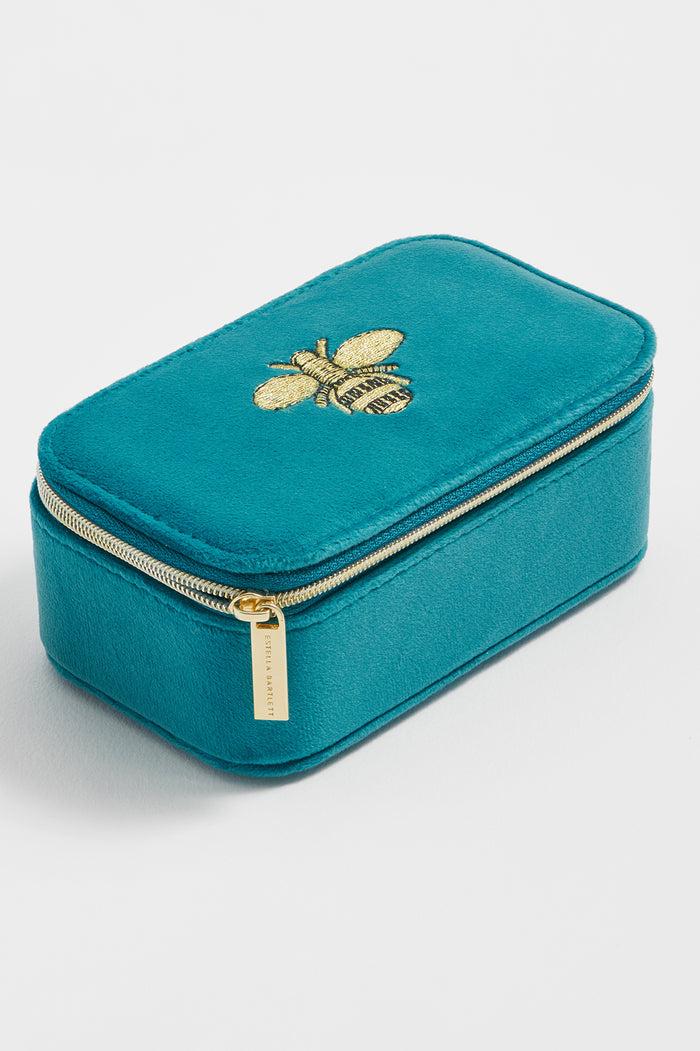 Estella Bartlett Embroidered Bee Mini Jewellery Box Teal