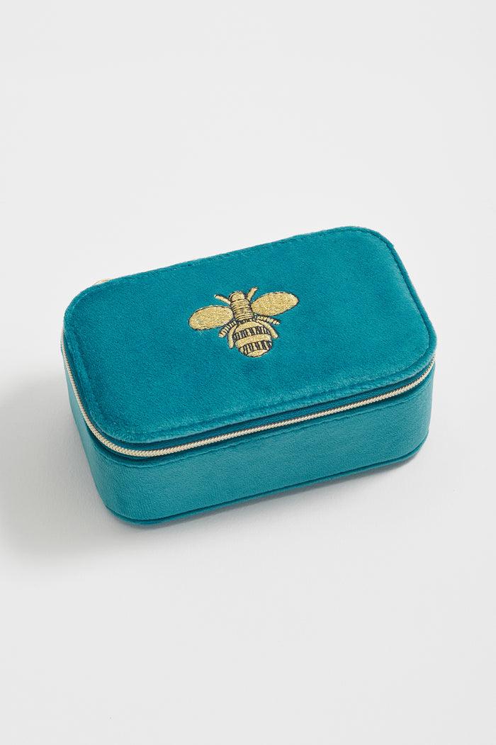 estella bartlett Embroidered Bee Mini Jewellery Box Teal
