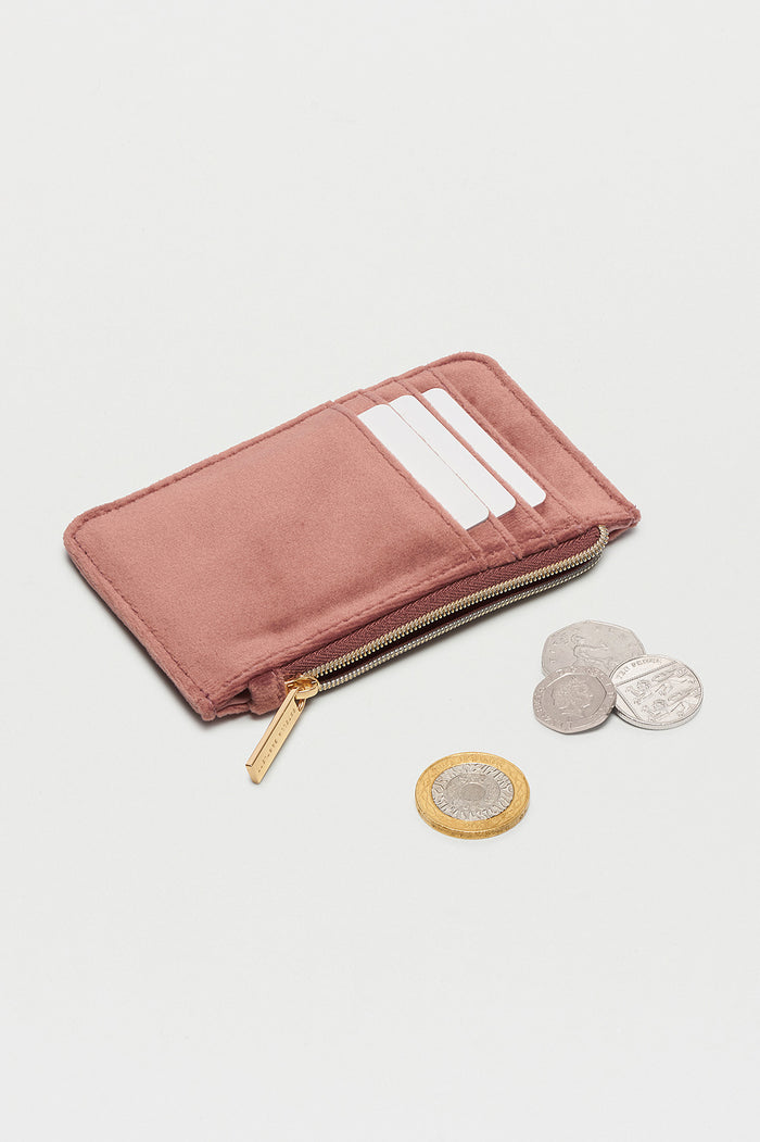 Estella Bartlett Embroidered Cactus Card Purse Blush Velvet