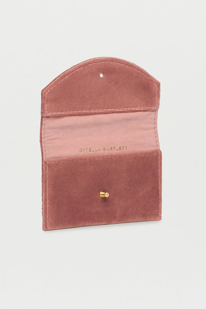 Estella Bartlett Embroidered Cactus Envelope Card Holder Blush Velvet