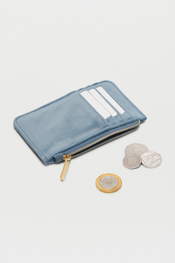 Estella Bartlett Embroidered Daisy Card Purse Blue Velvet