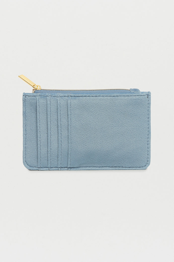 Estella Bartlett Embroidered Daisy Card Purse Blue Velvet