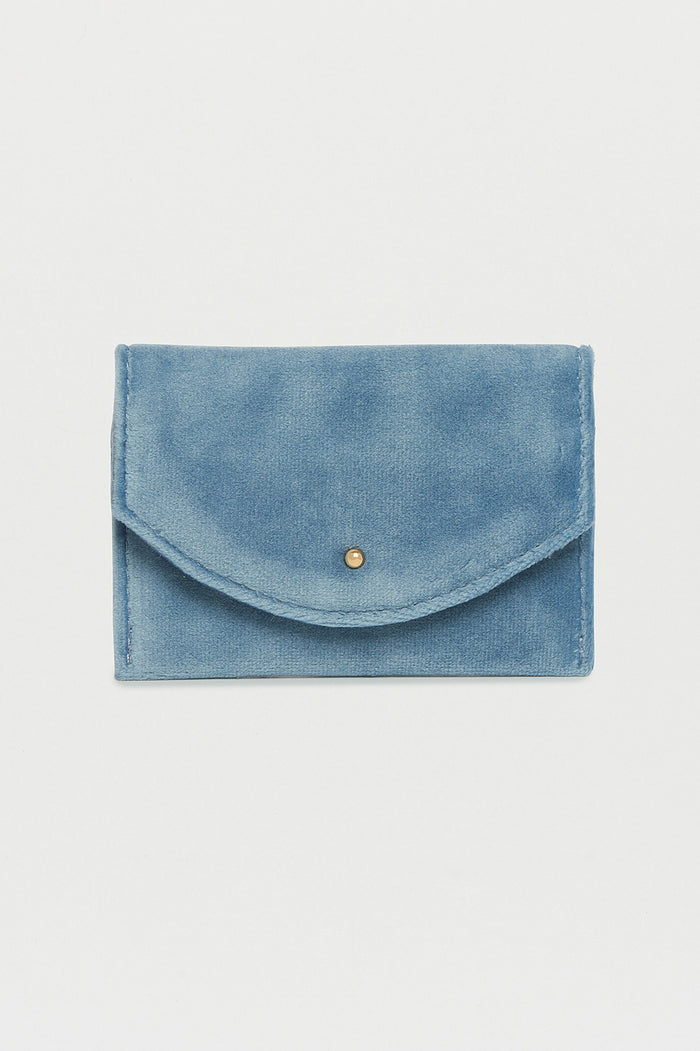 Estella Bartlett Embroidered Daisy Envelope Card Holder Blue Velvet