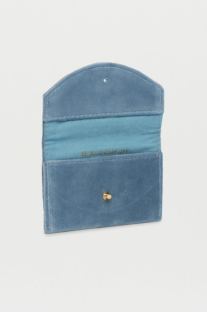 Estella Bartlett Embroidered Daisy Envelope Card Holder Blue Velvet