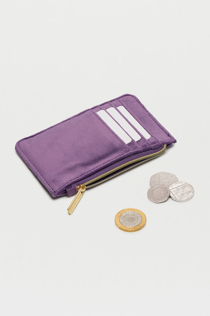 Estella Bartlett Embroidered Ice Cream Card Purse Purple Velvet