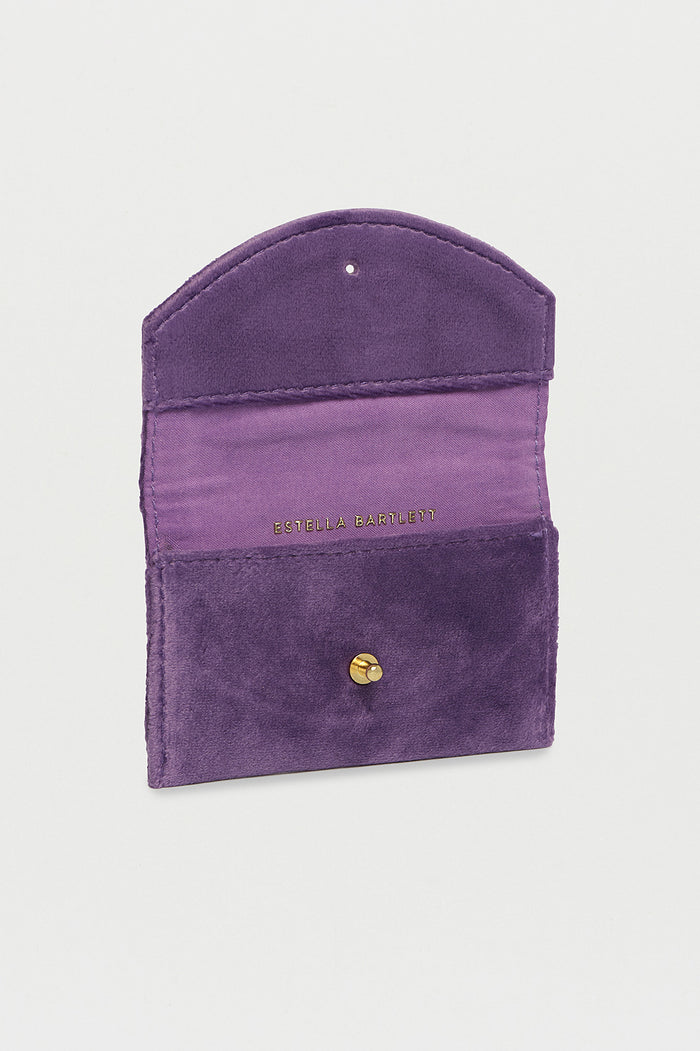 Estella Bartlett Embroidered Ice Cream Envelope Card Holder Purple Velvet
