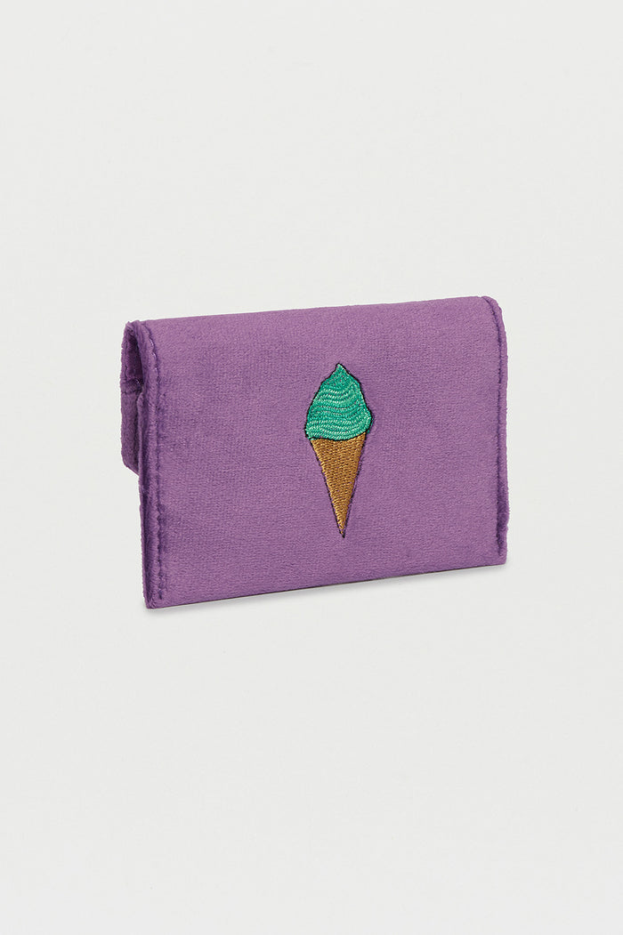 estella bartlett Embroidered Ice Cream Envelope Card Holder Purple Velvet