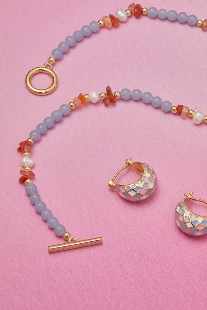 Estella Bartlett Enamel Patchwork Hinge Hoops Gold Plated | Multi