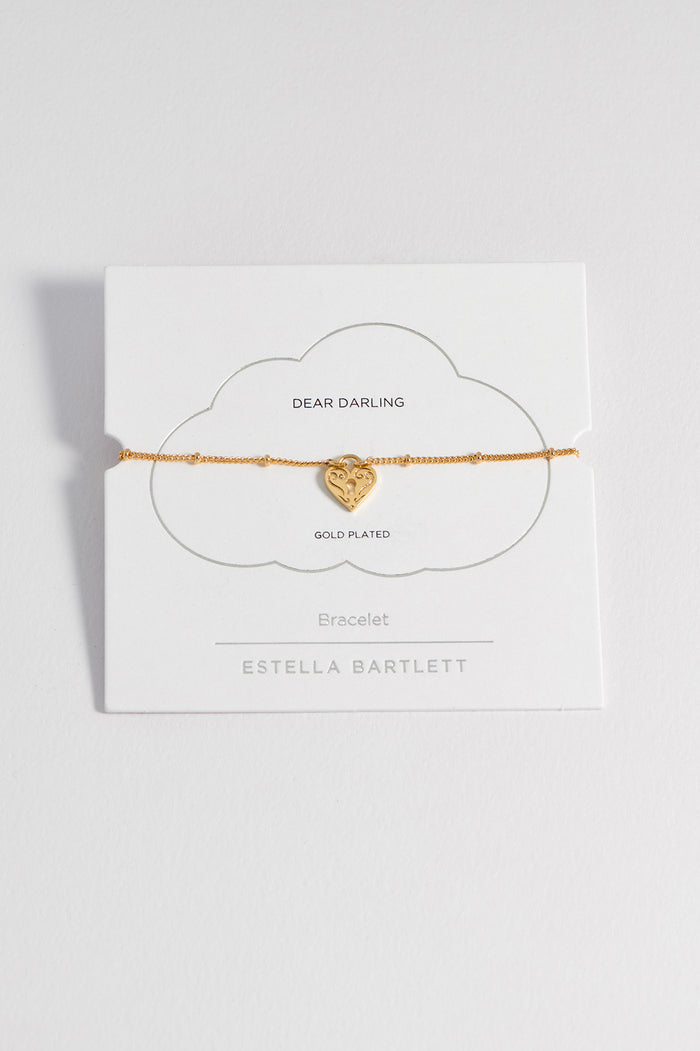estella bartlett Engraved Heart Padlock Bracelet Gold Plated Packaging Message: Dear Darling