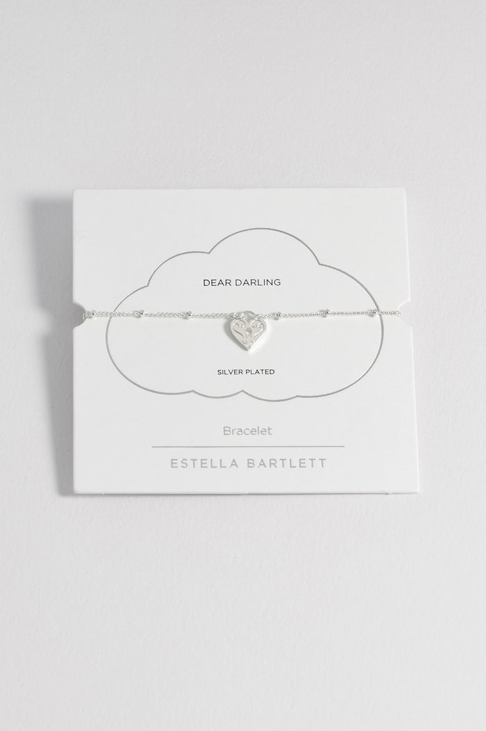 estella bartlett Engraved Heart Padlock Bracelet Silver Plated Packaging Message: Dear Darling