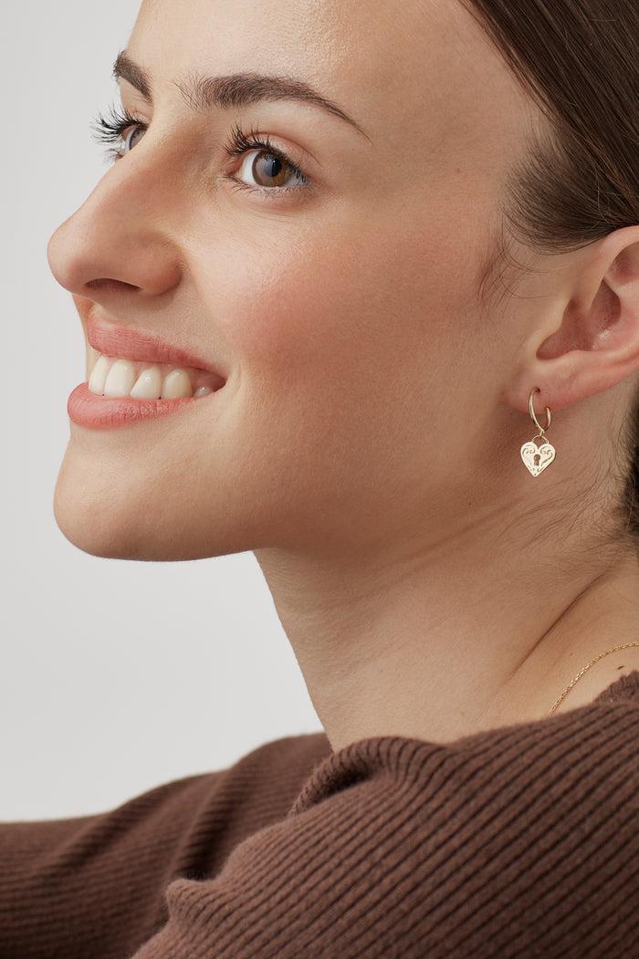 Estella Bartlett Engraved Heart Padlock Hoop Earrings Gold Plated