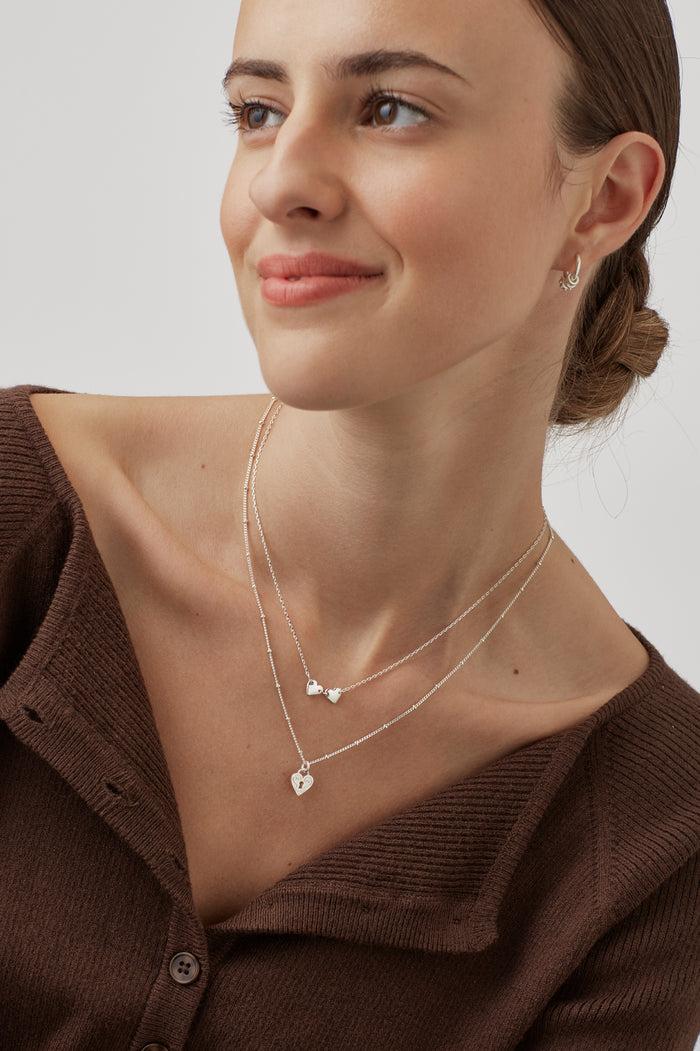 Estella Bartlett Engraved Heart Padlock Necklace Silver Plated Packaging Message: Dear Darling