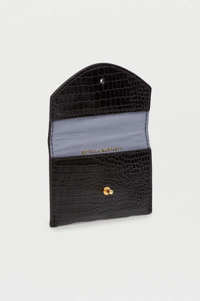 Estella Bartlett Envelope Card Holder Black Croc Embossed