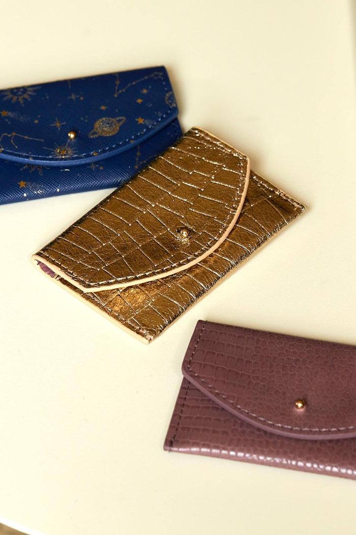 Estella Bartlett Envelope Card Holder Metallic Gold Croc Embossed