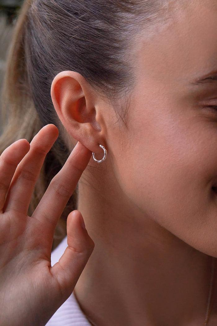 Estella Bartlett Bamboo Hoops Silver Plated
