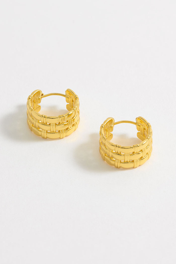 estella bartlett Chunky Woven Hoops Gold Plated