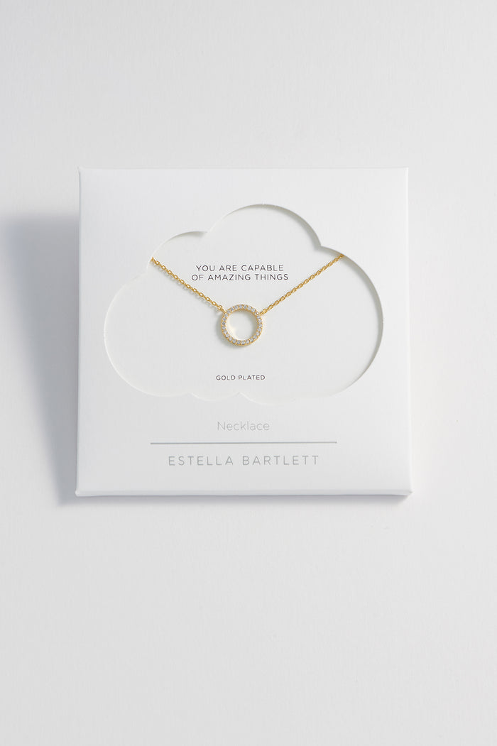 estella bartlett Circle CZ Necklace Gold Plated