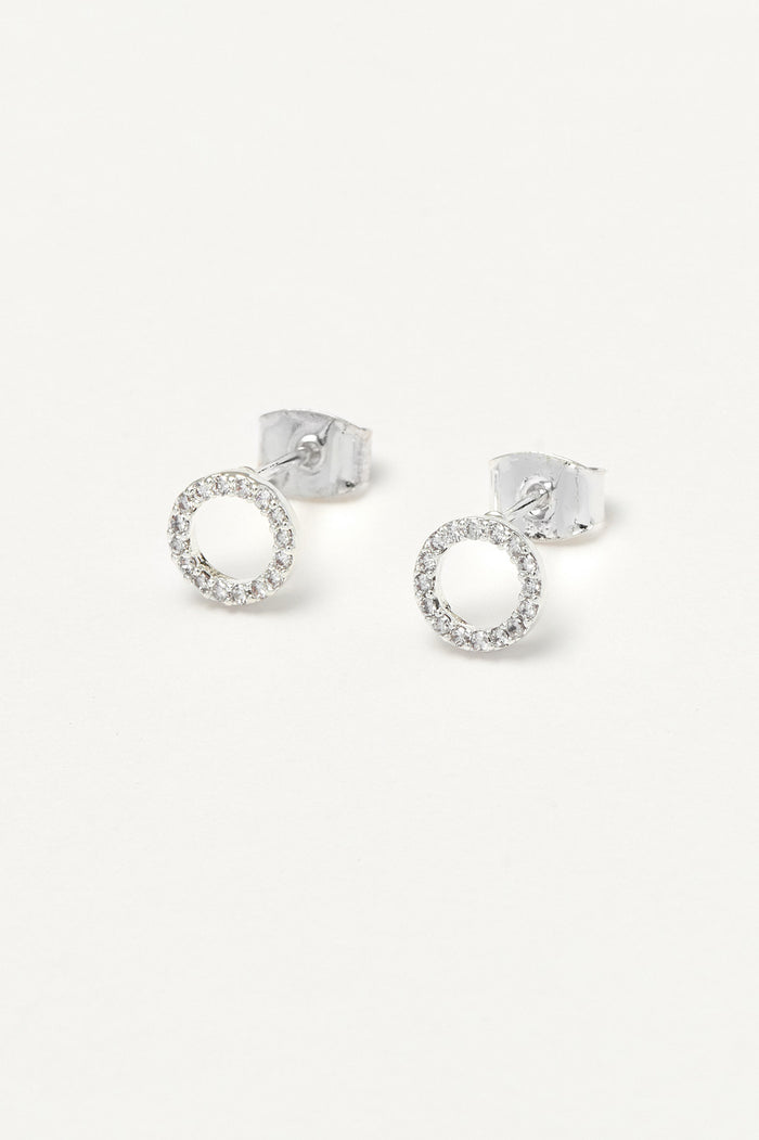 estella bartlett CZ Circle Earrings Silver Plated